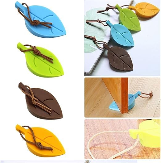 JSJPO 3pcs Leaf Shape Door Stopper Home Accents Dcor Door Protector Door Stopper Wedge Finger Protector Cute Colorful Cartoon Leaf Style Secure Flexible Decorative Finger Protector - Image 5