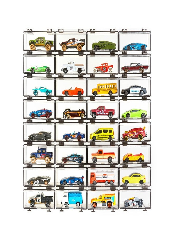 Saichotoy Hot Wheels Display Case: Stackable Toy Car Storage, Transparent Organizer for Matchbox & Hot Wheels 1/64 Scale Diecast Cars (32 Packs, Dark Tint Case Only) - Image 1