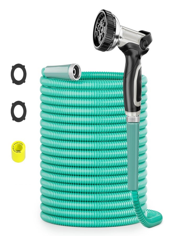 SPECILITE 50ft 304 Stainless Steel Garden Hose Metal, Heavy Duty Water Pipe with Nozzles for Yard, Outdoor - Flexible, Never Kink & Tangle, Puncture Resistant (Aqua) - Image 1