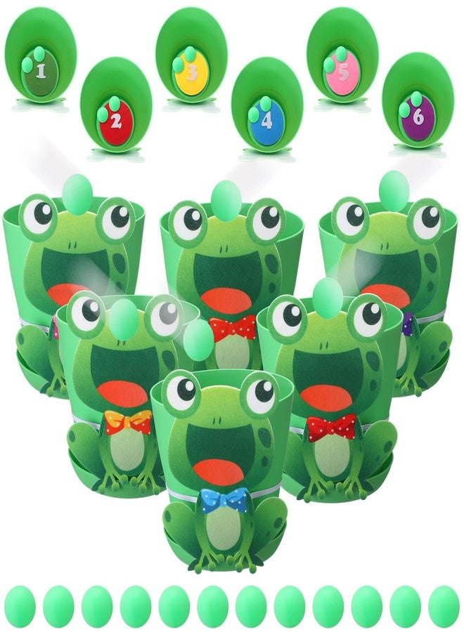 Vertintong Frog Toss Ball Game Frog Birthday Decorations with 6 Plastic Flower Pots 6 Frogs Decor 12 Balls Toss Play Set for Green Frogs Party Decorations Favors Supplies Indoor Outdoor - Image 1