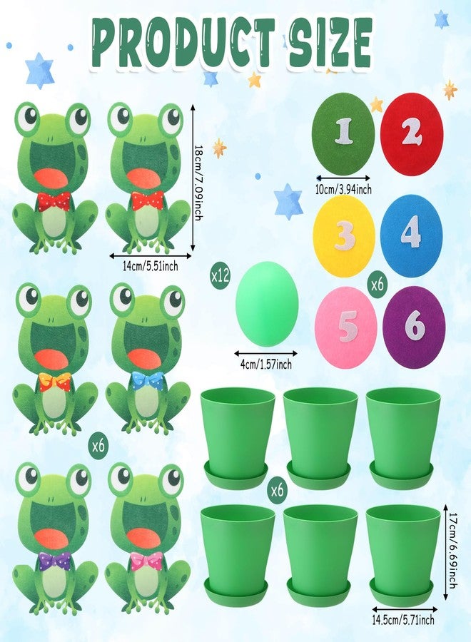 Vertintong Frog Toss Ball Game Frog Birthday Decorations with 6 Plastic Flower Pots 6 Frogs Decor 12 Balls Toss Play Set for Green Frogs Party Decorations Favors Supplies Indoor Outdoor - Image 2