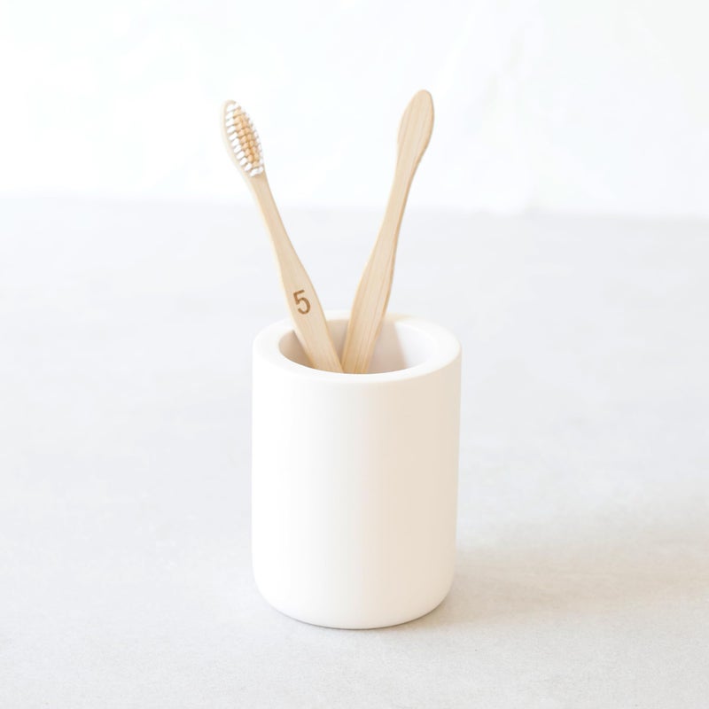 Selegna Drying Stone Toothbrush Holder, Diatomite Toothbrush Holders for Bathroom, Quick Drying Electric Toothbrush & Toothpaste Holder Cup, Diatomaceous Earth Bathroom Sink Organizer (Beige) - Image 1