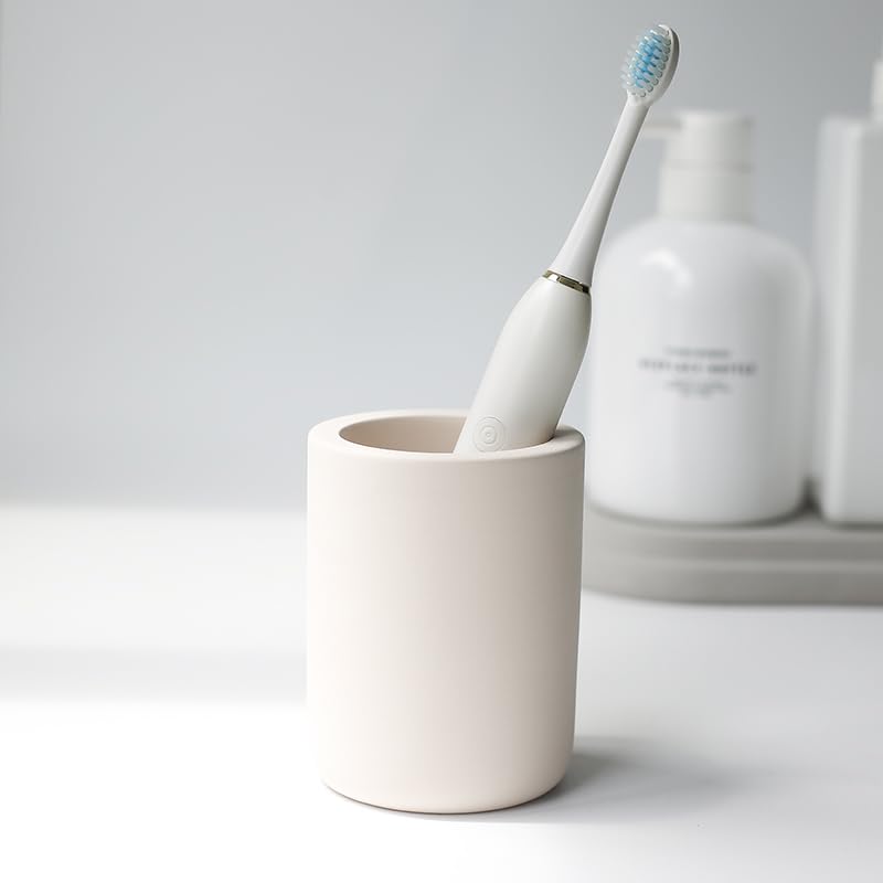 Selegna Drying Stone Toothbrush Holder, Diatomite Toothbrush Holders for Bathroom, Quick Drying Electric Toothbrush & Toothpaste Holder Cup, Diatomaceous Earth Bathroom Sink Organizer (Beige) - Image 3