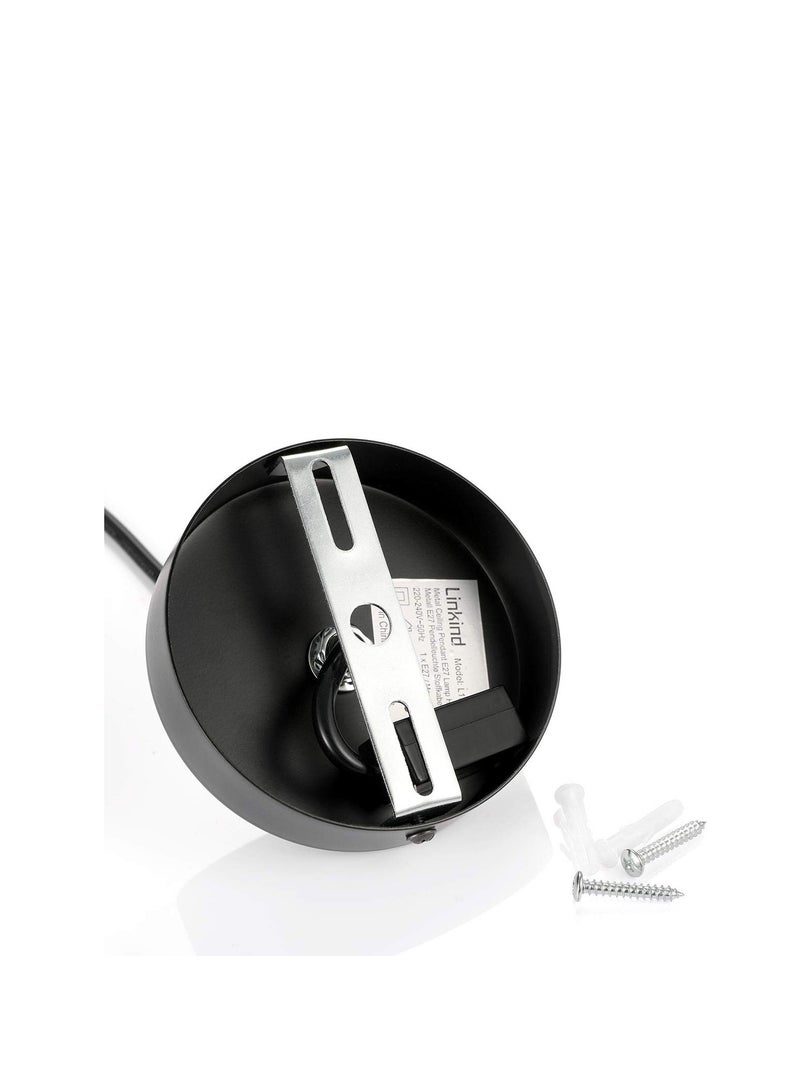 SYOSI Ceiling Pendant & Lamp Holder, Metal Pendant Light Fitting, E27 Lamp Holder, Fitting Set with Braided Fabric Cable (Black) - Image 5