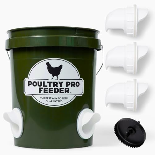 Poultry Pro Feeder The Original Poultry Pro DIY Chicken Feeder | 3 Ports Poultry Feeders for Chicken Coop | Use for Buckets & Bins | Rain Proof, Weather Resistant - Original Feeder 3-Pack with Hole Saw - Image 1