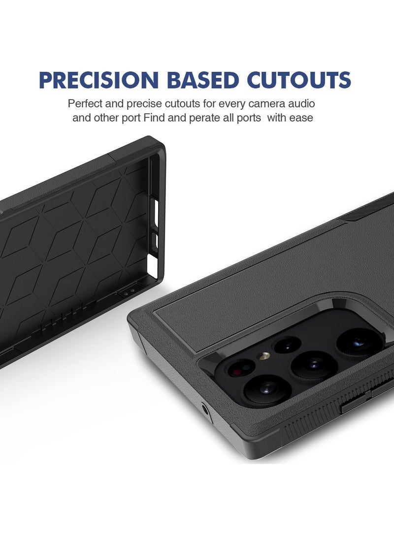 Mmmon Compatible With Samsung Galaxy S23 Ultra Case Dual Layer Protective Heavy Duty Cell Phone Cover Shockproof Rugged Military Protection Bumper Tough For Samsung Galaxy S23 Ultra(Black) - Image 4