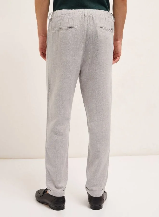 ذا بير هاوس بنطلون كاجوال رجالي رمادي بقصة مستقيمة وخصر مطاطي، مثالي للمكتب والسفر والاستخدام اليومي