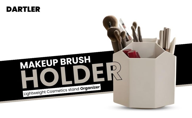 Dartler Makeup Brush Organizer – 5 Compartment Large Capacity Cosmetic Brush Holder for Vanity | Dustproof, Waterproof Makeup Storage Box for Desk & Countertop - Image 2