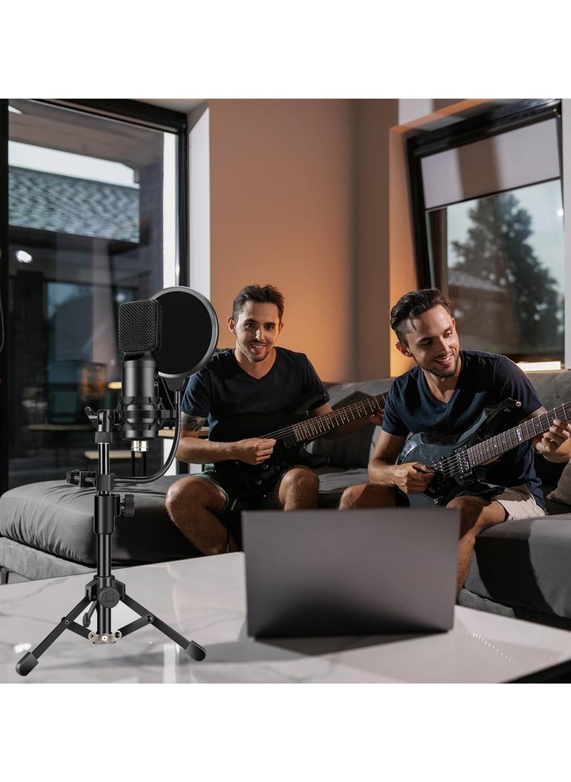 General - Desktop microphone stand, microphone tripod, microphone stand height adjustable, shock-proof mounting microphone clip 1/4 "to 5/8" adapter with blowout preventer, for Blue Yeti Snowball - Image 1