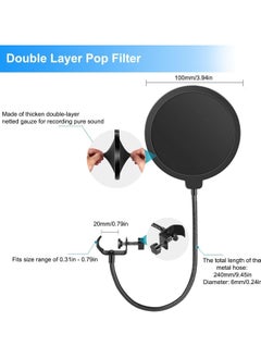 General Desktop microphone stand, microphone tripod, microphone stand height adjustable, shock-proof mounting microphone clip 1/4 "to 5/8" adapter with blowout preventer, for Blue Yeti Snowball  - Image 4