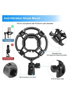 General Desktop microphone stand, microphone tripod, microphone stand height adjustable, shock-proof mounting microphone clip 1/4 "to 5/8" adapter with blowout preventer, for Blue Yeti Snowball  - Image 5