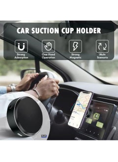 TIGER Magnetic Suction Cup Phone Holder for Car | Universal Car Phone Mount for Dashboard & Windshield | Compatible with iPhone 15, 14, 13 Pro Max, MagSafe Cases, All Phones | Secure, Adjustable, Easy Installation (Grey)  - Image 2