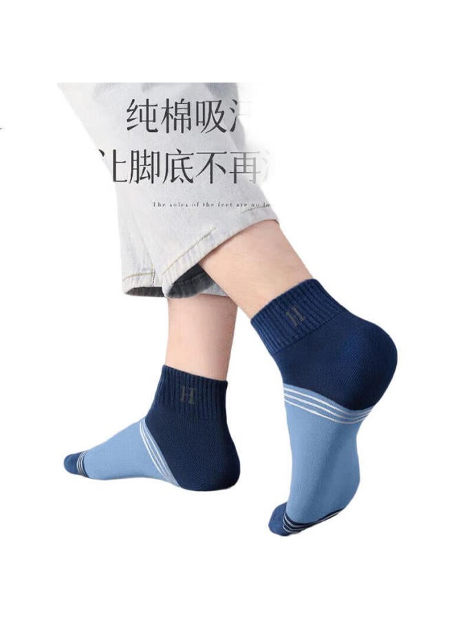 Yimian Men's Cotton Antibacterial Deodorant Short Socks Summer Boat Socks Thin Breathable Low-cut Sports Short Tube Socks 6 Pairs - Image 1