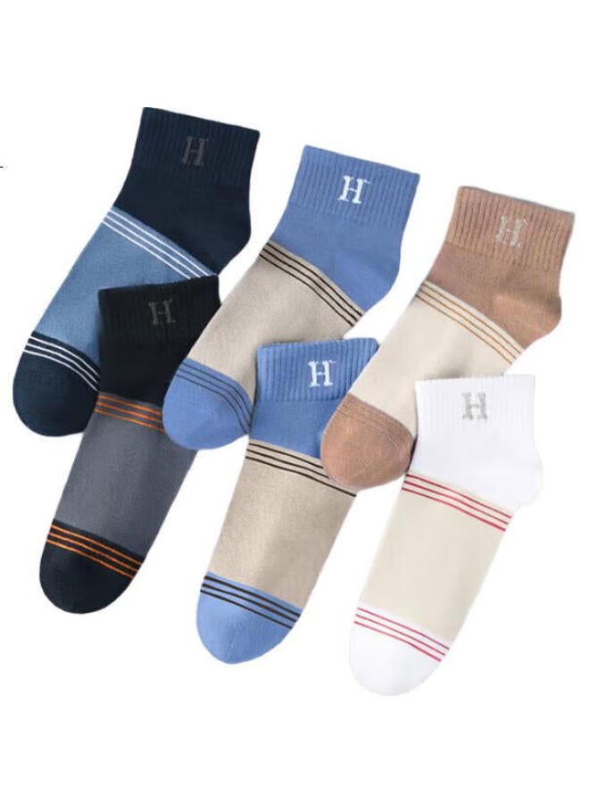 Yimian Men's Cotton Antibacterial Deodorant Short Socks Summer Boat Socks Thin Breathable Low-cut Sports Short Tube Socks 6 Pairs - Image 3