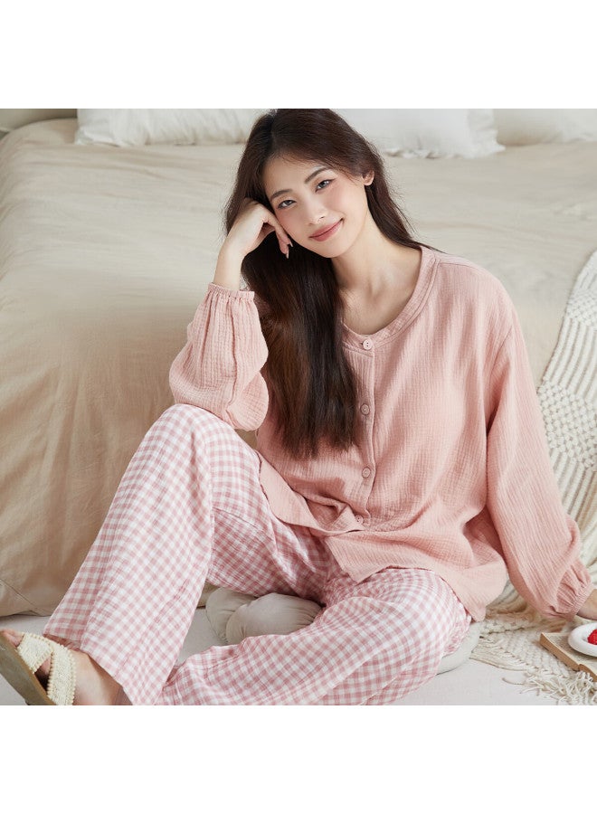 Your Sun Yiershuang Double-layer Cotton Gauze Padded Women's Pajama Set Long Sleeve Cardigan Loose Homewear Autumn Winter - Image 2