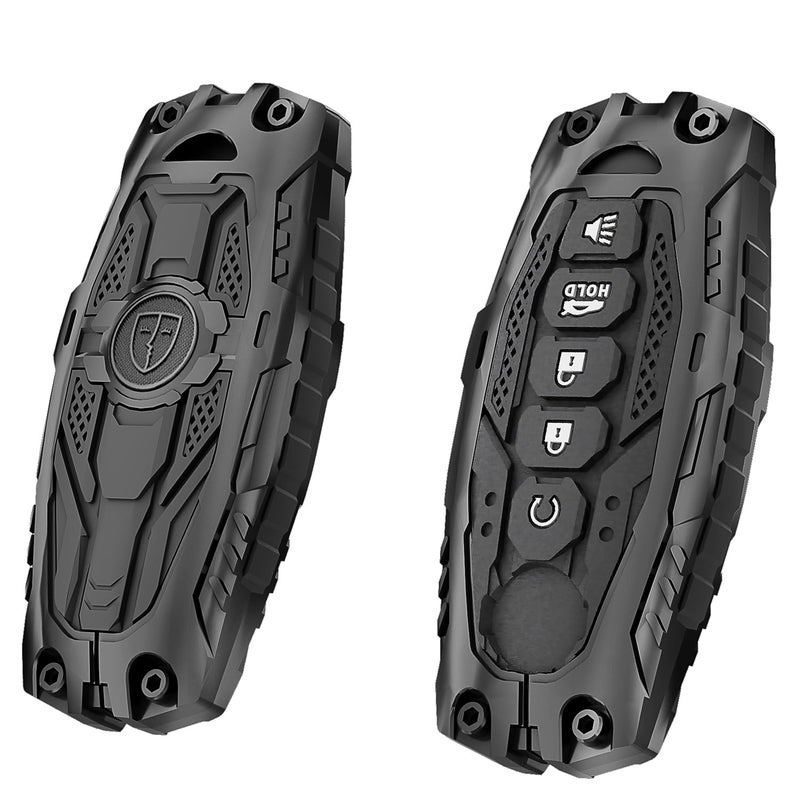 AYGUCEKE Heavy Duty Key Fob Cover for Nissan Altima Armada Maxima Murano Pathfinder Rogue Titan Armada Altima Versa Sentra Zinc Alloy Keyless Entry Key Fob Case Protector with Keychain (Black) - Image 5