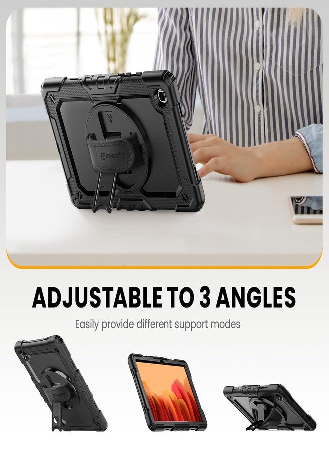 Timecity Case for Galaxy Tab A7 10.4 Inch 2020, SM-T500/ T505/ T507, Case for 2022 SM-T503/509, Durable Sturdy Case with Screen Protector Swivel Stand Hand Shoulder Strap Full-Body Drop-Proof - Black - Image 4