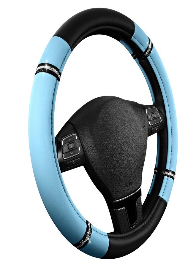 Road Comforts Road Comfort Leather Steering Wheel Cover - Premium Anti-Slip Car Steering Wheel Grip Cover - Universal Fit for 14.5”-15.5” Cars, Trucks & SUVs - Blue - Image 2