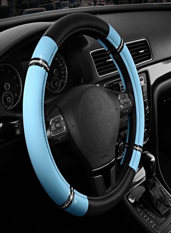 Road Comforts Road Comfort Leather Steering Wheel Cover - Premium Anti-Slip Car Steering Wheel Grip Cover - Universal Fit for 14.5”-15.5” Cars, Trucks & SUVs - Blue - Image 1