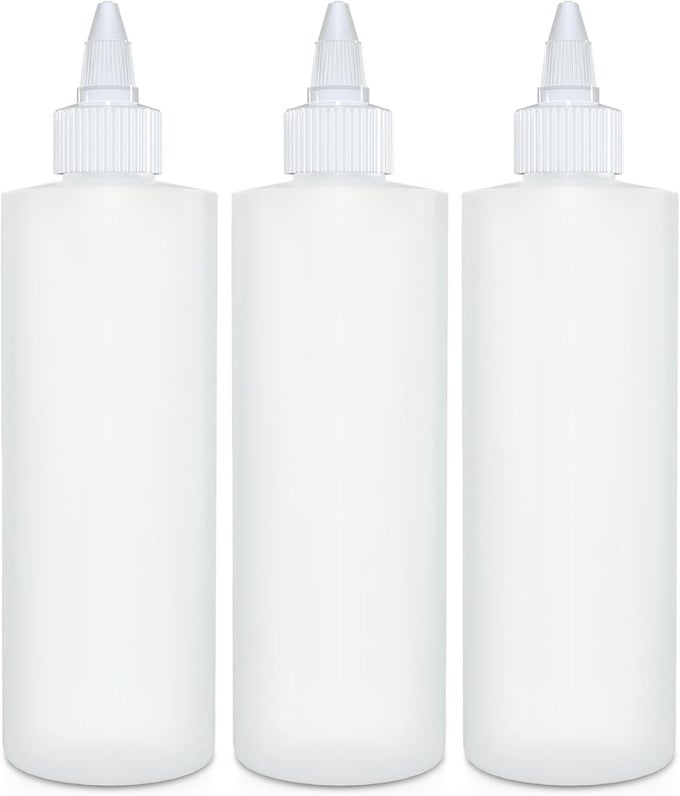 CONDIMENT SQUEEZE BOTTLES 8 OZ EMPTY SQUIRT BOTTLE WITH TWIST TOP CAP LEAK PROOF GREAT FOR KETCHUP MUSTARD SYRUP SAUCES DRESSING OIL ARTS AND CRAFTS BPA FREE PLASTIC 3 PACK