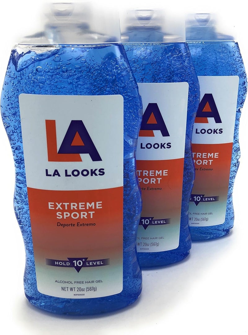 L.A. Looks Extreme Sport Hair Gel - Mega Hold 10+ Level, 20 oz (Pack of 3) - Image 1