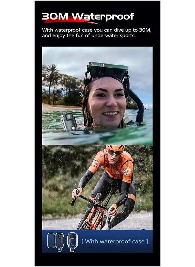 أس جي كام - كاميرا SJCAM C100 Plus Action بدقة 4K ومسافة 30 متر ومقاومة للماء وشبكة WiFi 2.4 جيجاهرتز وكاميرا رياضية EIS وخوذة دراجة نارية وبطاقة TF سعة 32 جيجابايت - Image 1