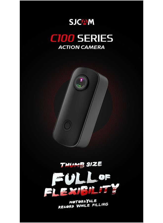 أس جي كام - كاميرا SJCAM C100 Plus Action بدقة 4K ومسافة 30 متر ومقاومة للماء وشبكة WiFi 2.4 جيجاهرتز وكاميرا رياضية EIS وخوذة دراجة نارية وبطاقة TF سعة 32 جيجابايت - Image 1