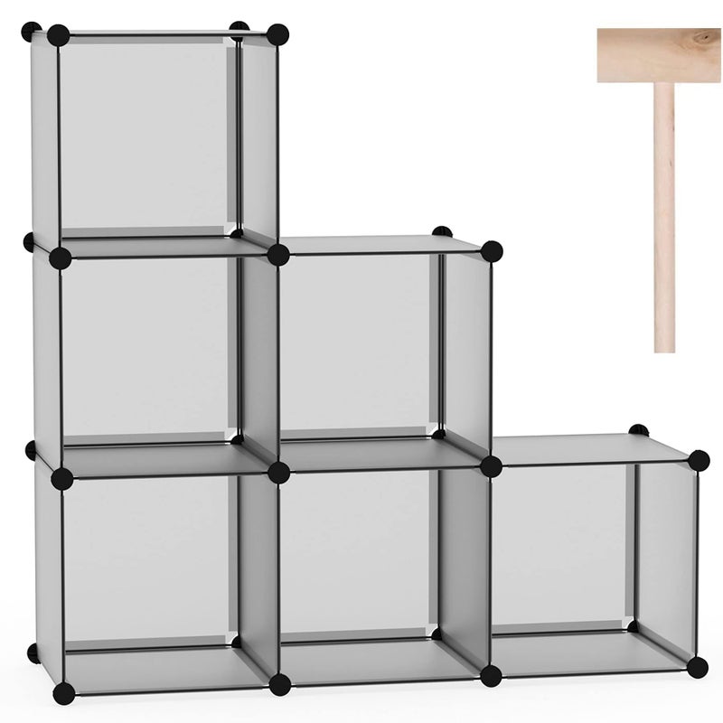 CAHOME Cube Storage Organizer 6Cube Shelves Units Closet Cabinet DIY Plastic Modular Book Shelf Ideal for Bedroom Living Room Office 366 L x 124 W x 366 H Grey UPCS06G