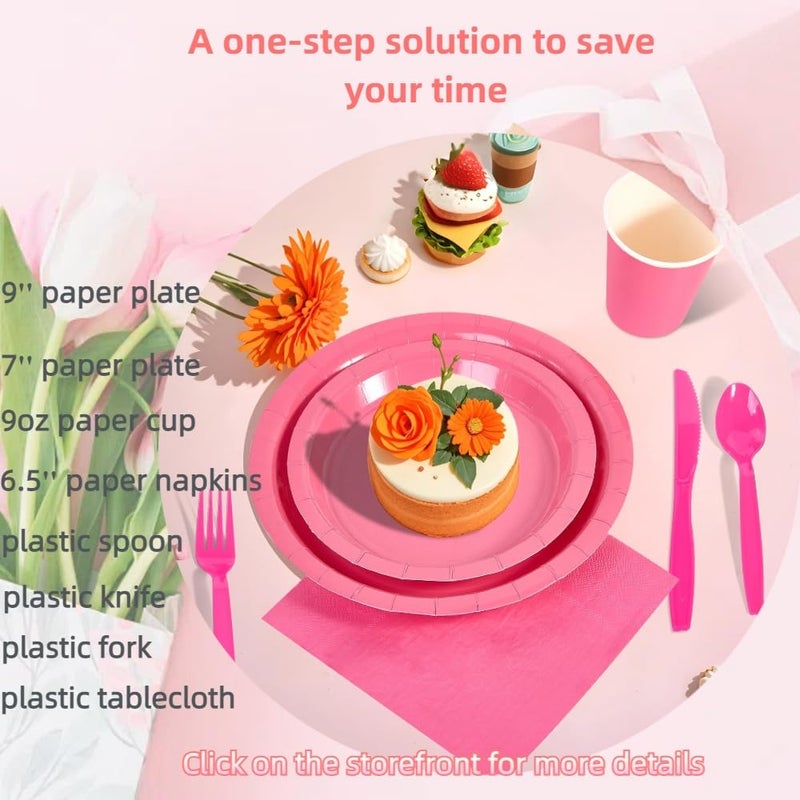 Ottin Solid Hot Pink Paper Dinner Napkins 6.5'' Disposable Luncheon Napkins 100 Count for Birthday Wedding Party Everyday Lunch Dinner Event - Image 4