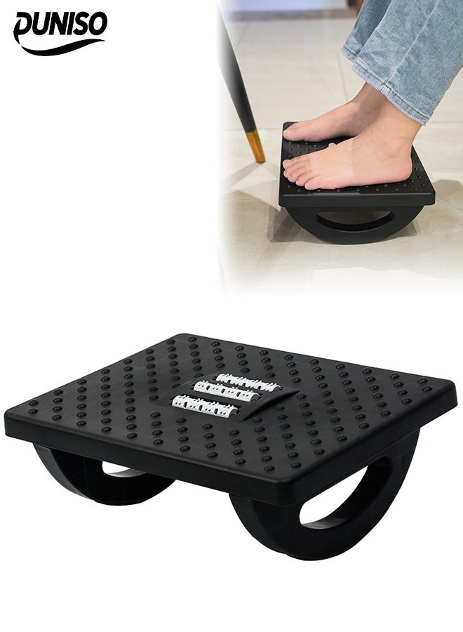 DUNISO Foot Rest For Under Desk, Ergonomic Foot Rest Under Desk, 180° Rocking Desk Foot Stool with Massage Surface, Foot Massager for Home, Office, Relieve Leg Pressure,Promote Leg Circulation (Black) - Image 1