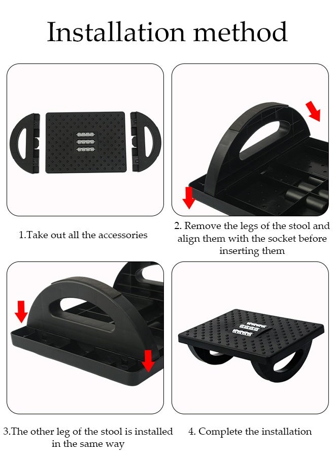 DUNISO Foot Rest For Under Desk, Ergonomic Foot Rest Under Desk, 180° Rocking Desk Foot Stool with Massage Surface, Foot Massager for Home, Office, Relieve Leg Pressure,Promote Leg Circulation (Black) - Image 3