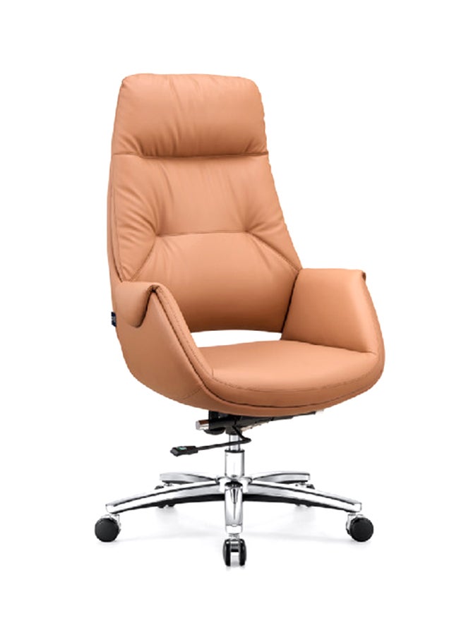 NEO FRONT FURNITURE High Back Office Chair – PU Leather Manager Chair with Height Adjustment & Thick Cushion Support – Executive Desk Chair for Office & Home (Tan Color) LS-285A