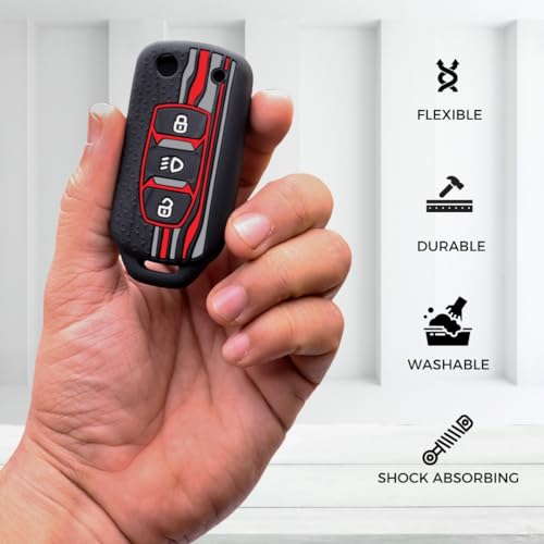 KEYCEPT Tristar Key Cover for Tata Tiago | Nexon | Altroz | Punch | Tigor | Zest | Curvv | Hexa | EV and Facelift for 3 Button flip Key. (Black) - Image 5