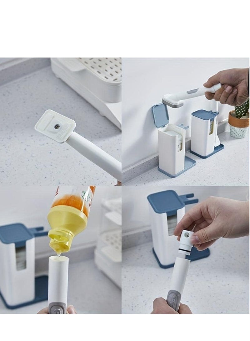 Plan A Cleaning Brush - Multifunctional Kitchen Tool Effortless Cleaning Long Handle 4 Extra Heads for Dishes, Pots, Pans (1 Set) - Image 5