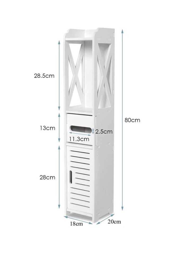 FFD Bathroom Floor Free Standing slim bathroom cabinet with A Paper Towel  and Cupboard Storage Organizer - Image 2