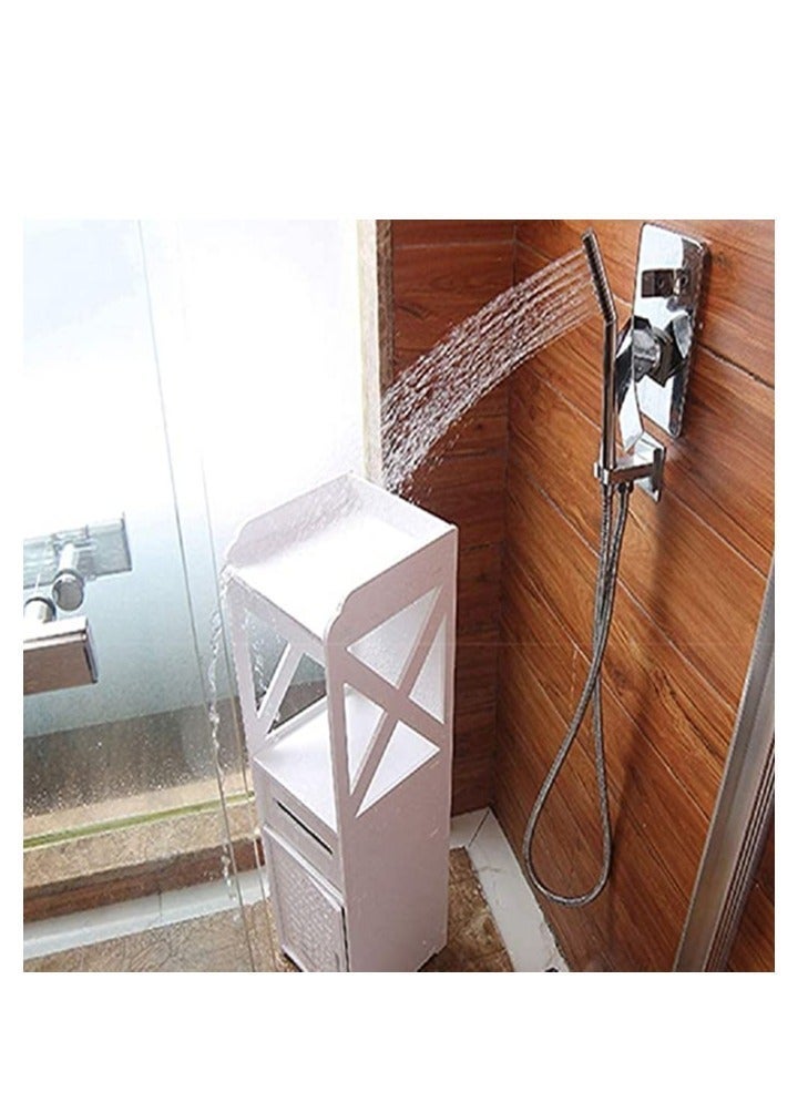 FFD Bathroom Floor Free Standing slim bathroom cabinet with A Paper Towel  and Cupboard Storage Organizer - Image 3