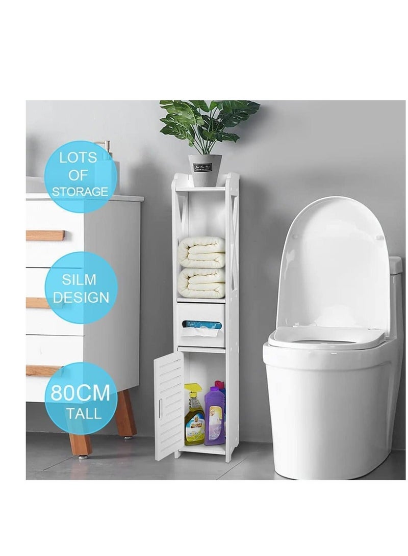 FFD Bathroom Floor Free Standing slim bathroom cabinet with A Paper Towel  and Cupboard Storage Organizer - Image 5