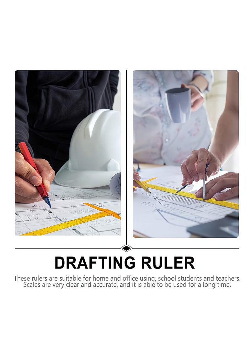 Plastic Transparent Ruler, 2Pcs T Square Ruler for Drafting Tools and General Layout Work Architect Ruler Architectural Triangle Tee Ruler 30CM - Image 3