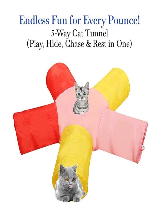 Pets Empire Pet Cat Toy Tunnel Collapsible Foldable 5 Way Play Game Tube for Training Indoor Outdoor - Image 2