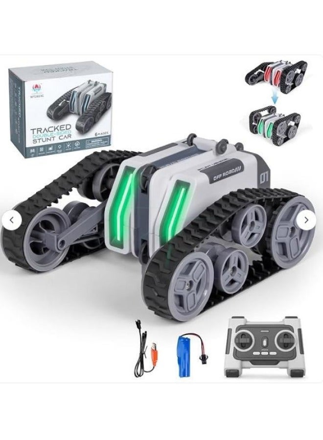 Stunt Rollover Tracked Tank Car Upright Walking Rotating Acceleration Light Special Effects Children Boy Toy Car-Colour:Track Stunt Vehicle  - Image 1