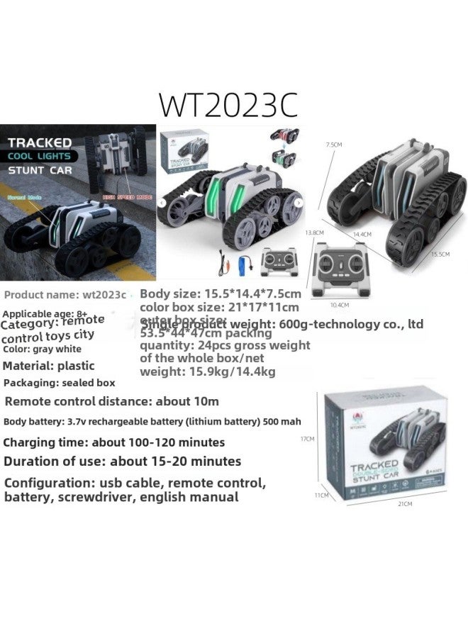 Stunt Rollover Tracked Tank Car Upright Walking Rotating Acceleration Light Special Effects Children Boy Toy Car-Colour:Track Stunt Vehicle  - Image 3
