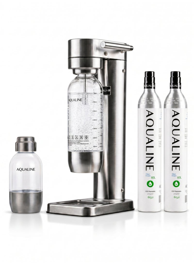 AQUALINE AQUA ONE SS  Soda Maker | Sparkling Water Maker | Premium Kit | 2× CO₂ Cylinders | Stainless Steel - Image 1