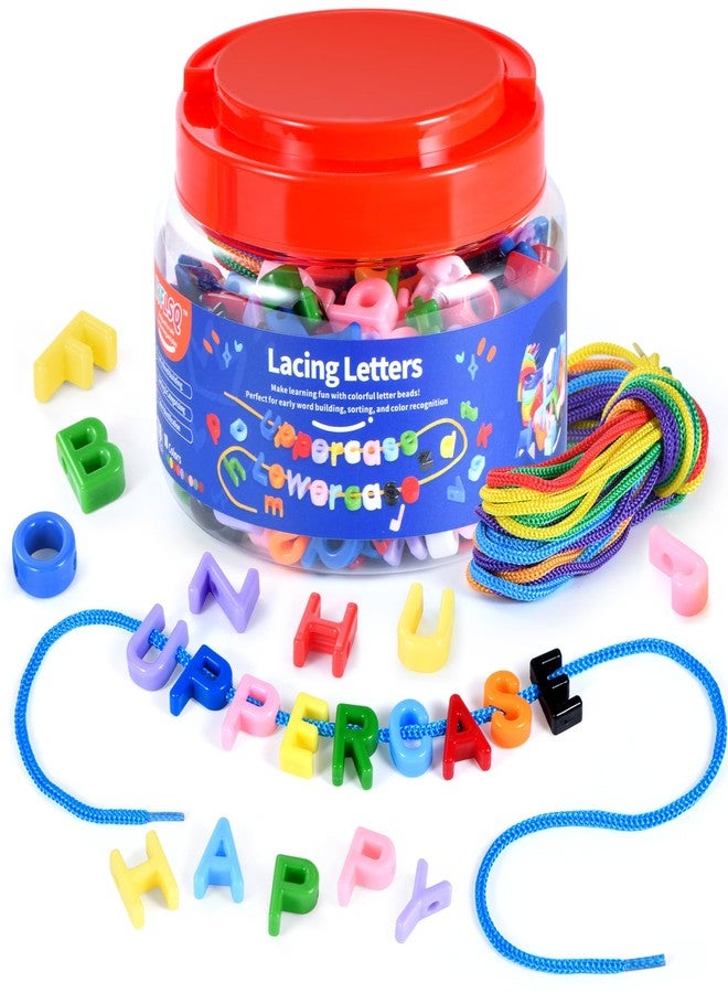 ZYFLSQ 278 Pcs Lacing Letters Beads, 10 Color Alphabet Letter Beads Learning Toys with 18 Laces, Uppercase ABC Bead Letters Toys for Kids Ages 3+, Home Manipulatives for Preschoolers, Back to School Supplies - Image 1