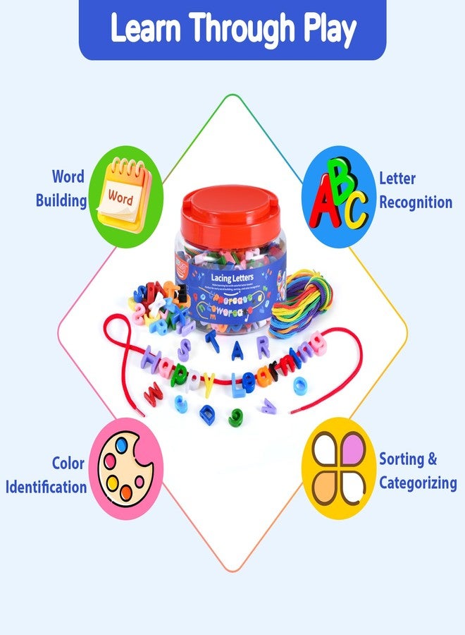 ZYFLSQ 278 Pcs Lacing Letters Beads, 10 Color Alphabet Letter Beads Learning Toys with 18 Laces, Uppercase ABC Bead Letters Toys for Kids Ages 3+, Home Manipulatives for Preschoolers, Back to School Supplies - Image 3