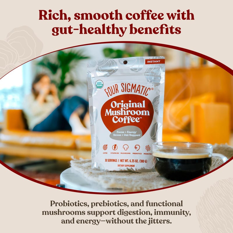 Four Sigmatic Original Mushroom Coffee | High Dose Lion's Mane, Chaga, Turkey Tail, Cordyceps and Reishi | Energy, Focus & Immune Support | 30 Servings - Image 3