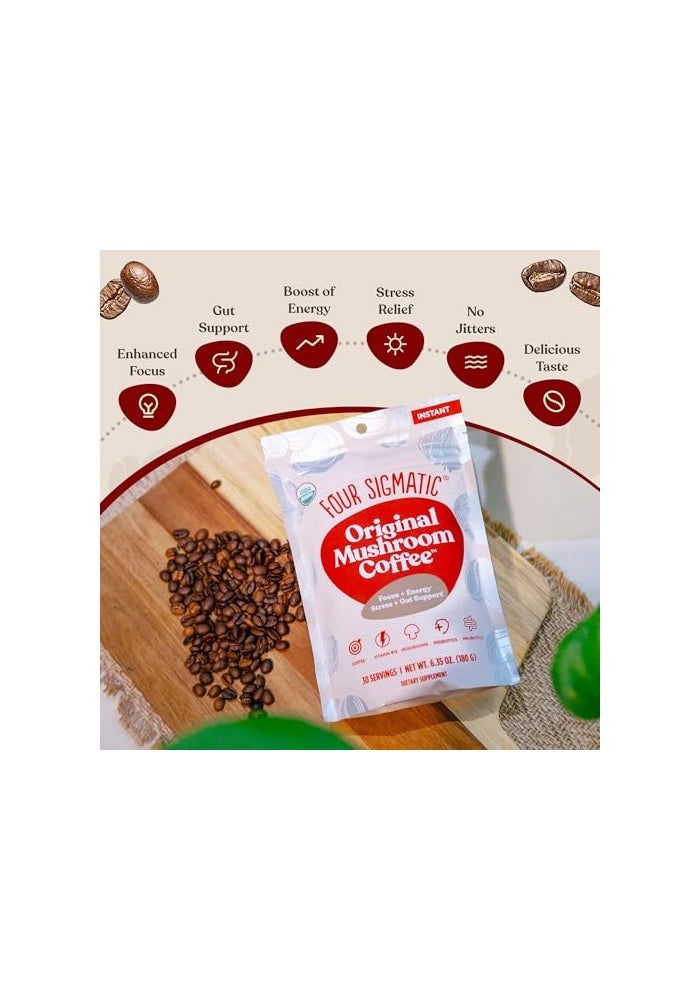 Four Sigmatic Original Mushroom Coffee | High Dose Lion's Mane, Chaga, Turkey Tail, Cordyceps and Reishi | Energy, Focus & Immune Support | 30 Servings - Image 5