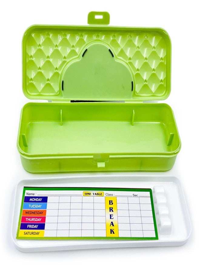 PLAST BOY Beauty Pencil Box for Kids | Cute Bow Design Pencil Case | Large Storage School Pencil Box | Durable Plastic Stationery Organizer (Green) - Image 2