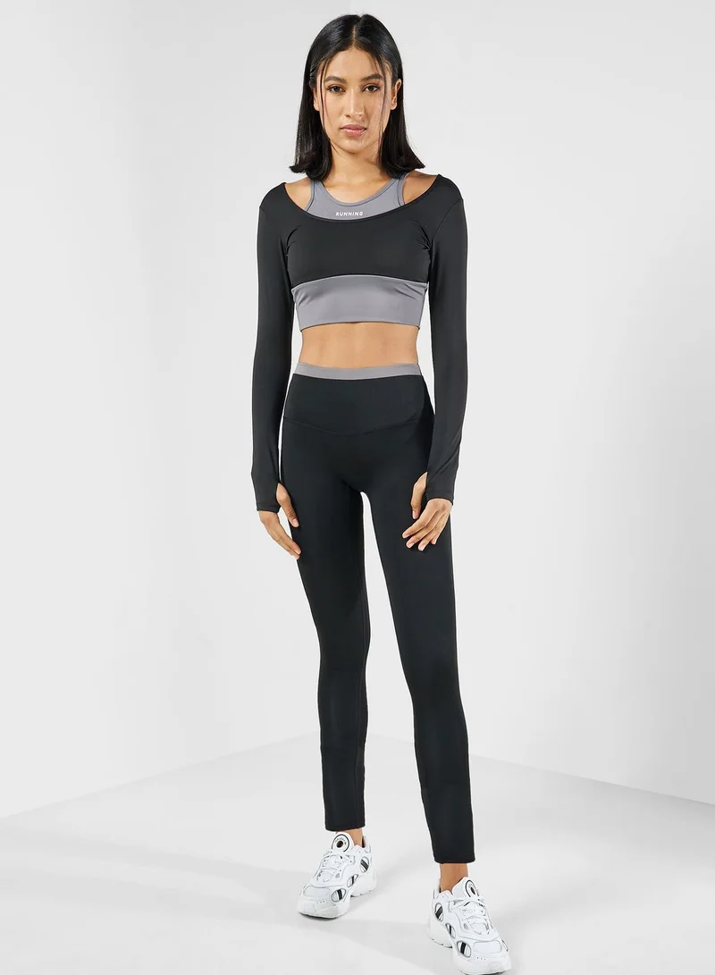 فورورد Contrast Waist Detail Seamless Leggings