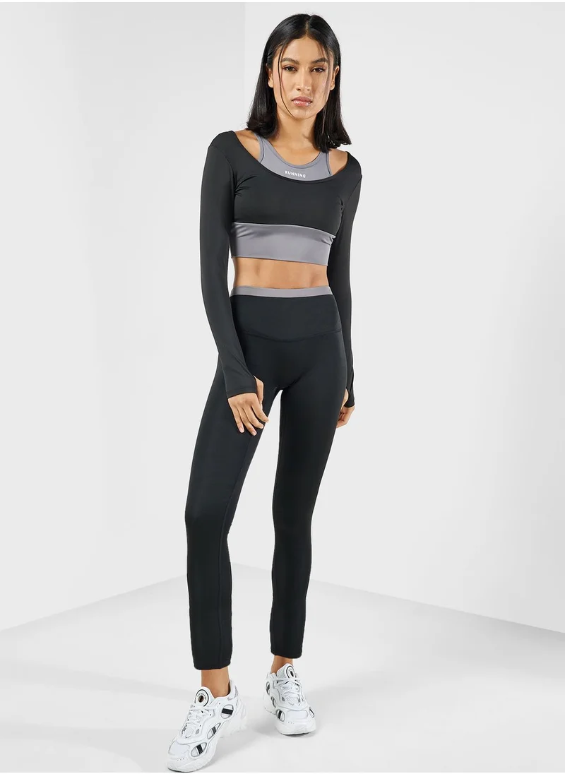 FRWD Contrast Waist Detail Seamless Leggings