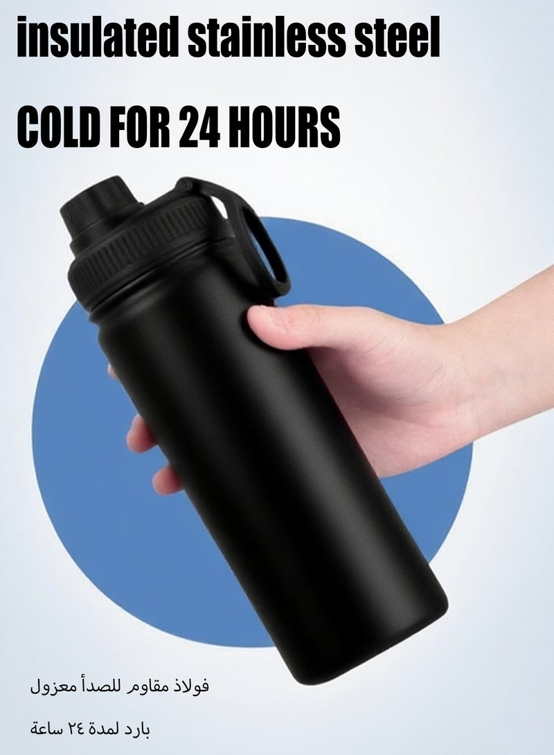 WEMART Sports water bottle, water bottle Stainless Steel,32 Oz,Outdoor Travel Portable Leak-Proof Drinkware Does Not Contain Bpa,304 Stainless Steel, With 3 Lids Hot And Cold Drinks,Black - Image 4